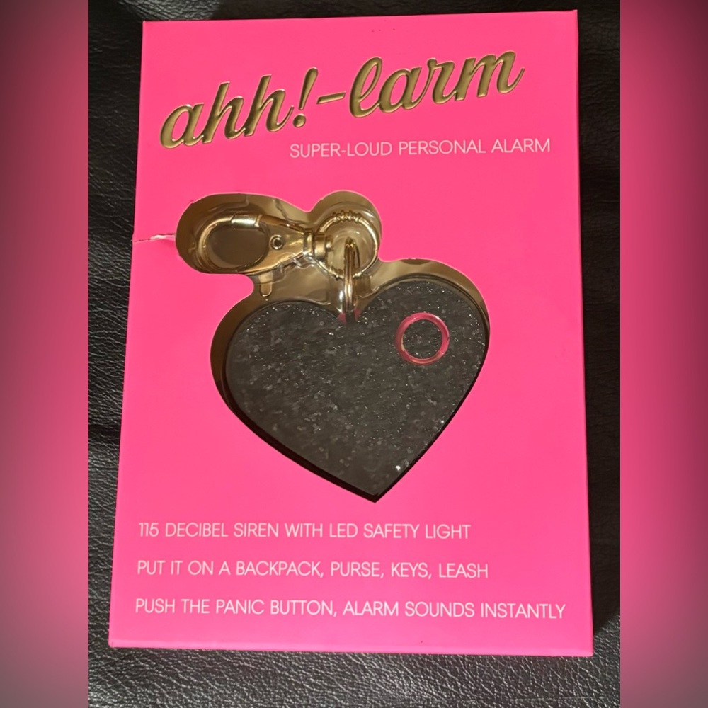 Ahh-larm black glitter heart personal alarm keychain